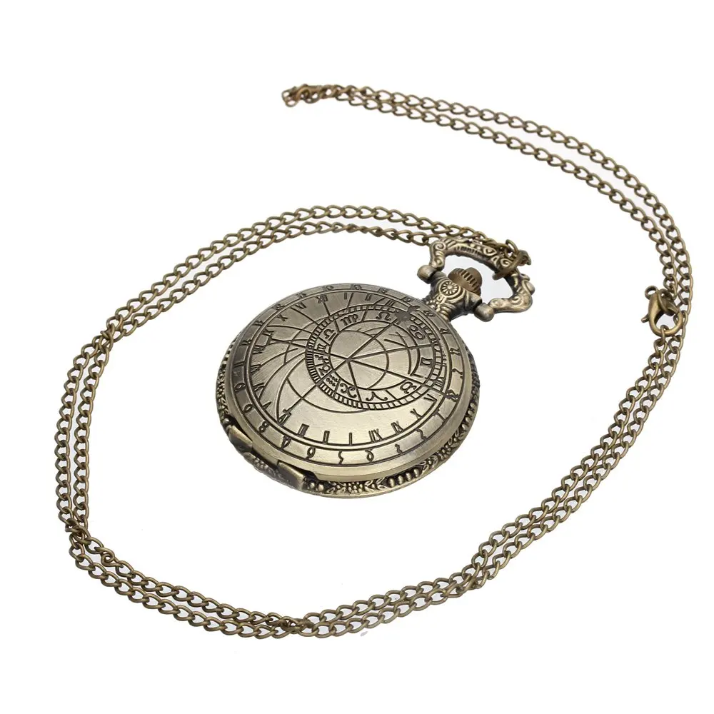 

Watch pocket Quartz Shape Geometric with Alloy Necklace Vintage Bronze