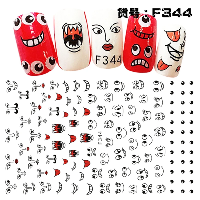 Beauty Insect Adhesive Nail Art Decorations Stickers Thin Acrylic Manicure Decals Nails Accessoires Beetle Smiling Face 5