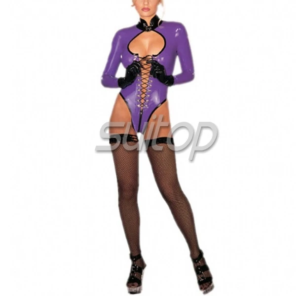 

latex Exotic Apparel clothes latex suit garment purple color jumpsutis SUITOP