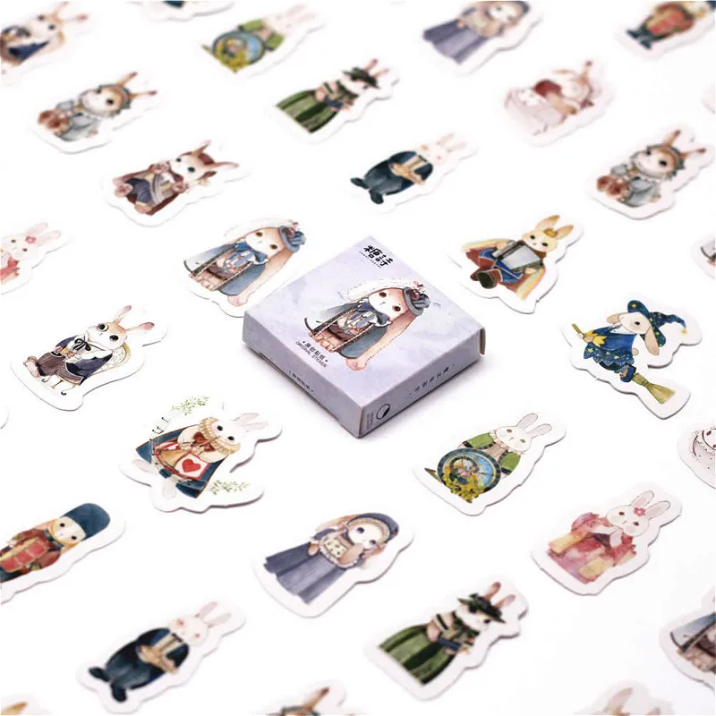 

40 PCS Tall Spare Young Rabbit Sticker Animal Decals Stickers Gifts for Children to Laptop Suitcase Guitar Fridge Bicycle Car