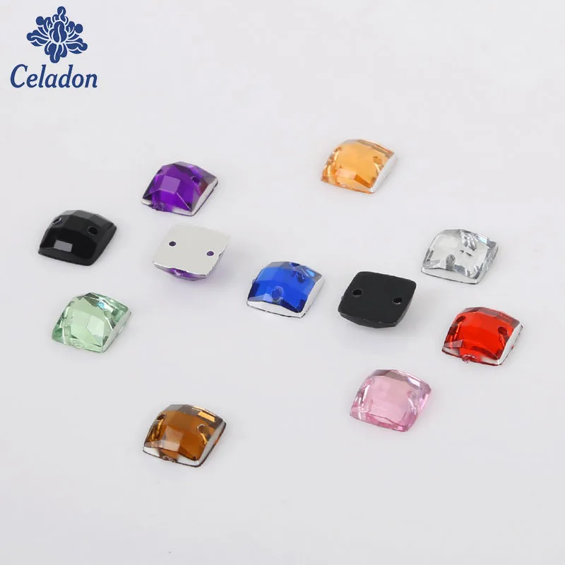 

New!! 10 Color 8x8MM 100pcs A square shape Clear Crystal Flat Back Square Beads Strass Stones For Clothes Dress Craft Decoration