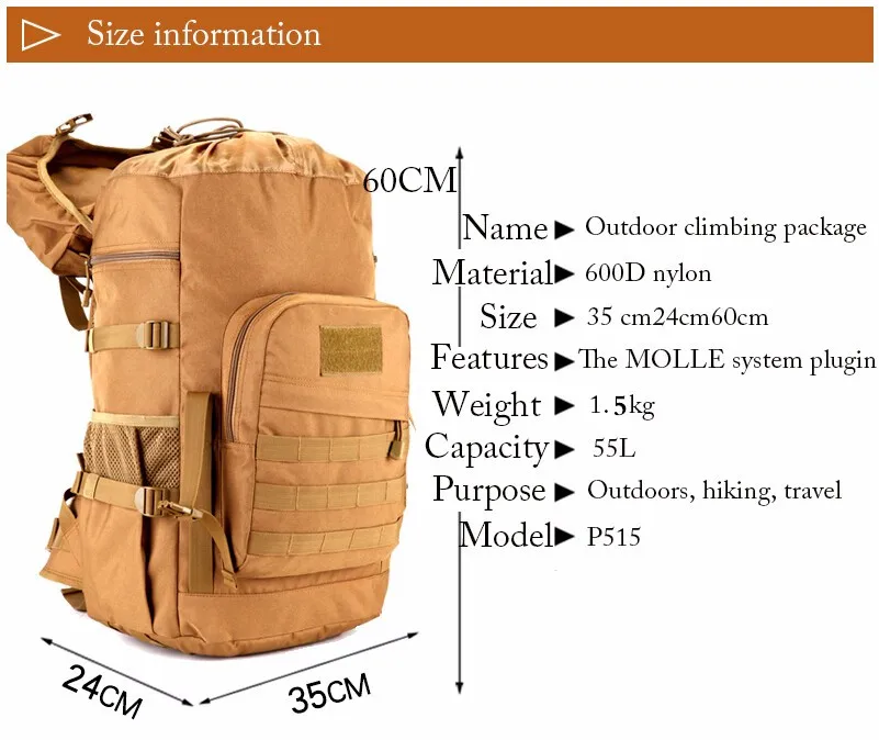 50л сумка для альпинизма на открытом воздухе, нейлоновая сумка, военный мужской рюкзак, рюкзак для путешествий, сумки, школьная сумка, камуфляжная тактическая сумка Mochila