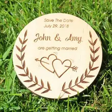 Персонализированные Свадебные стрелка через сердце сохранить Дата магниты, пользовательские деревянные деревенский венок сохранить дату, свадебный