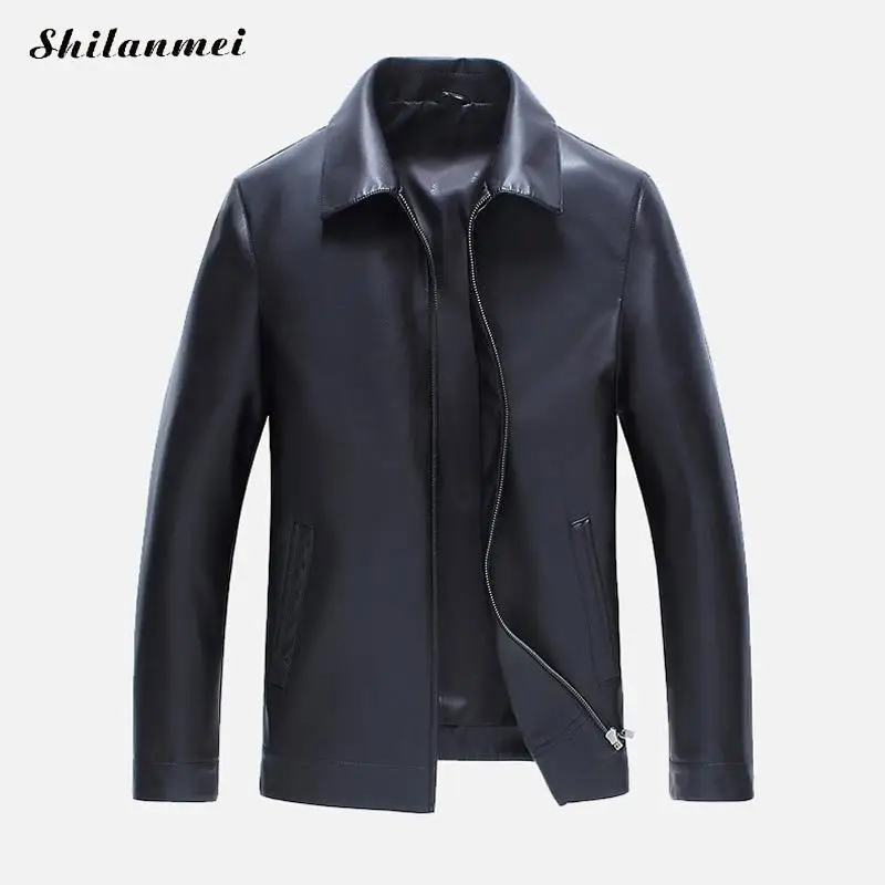 2017 softshell Spring PU Leather Fur coat new bomber Jacket black motorcycle Men waterproof Winter brown