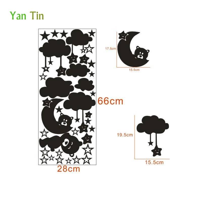 Мультфильм прекрасные звезды медведь на Луне Наклейка Настенная «облака» Домашний Декор Спальня дети детские комнаты постер для детской комнаты Съемный DIY художественная роспись