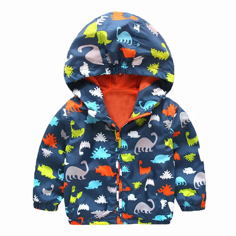 COOTELILI/80-120 см; весенне-Осенняя детская куртка с вышивкой в виде динозавра; Верхняя одежда для мальчиков; пальто с капюшоном; одежда для маленьких мальчиков - Цвет: navy