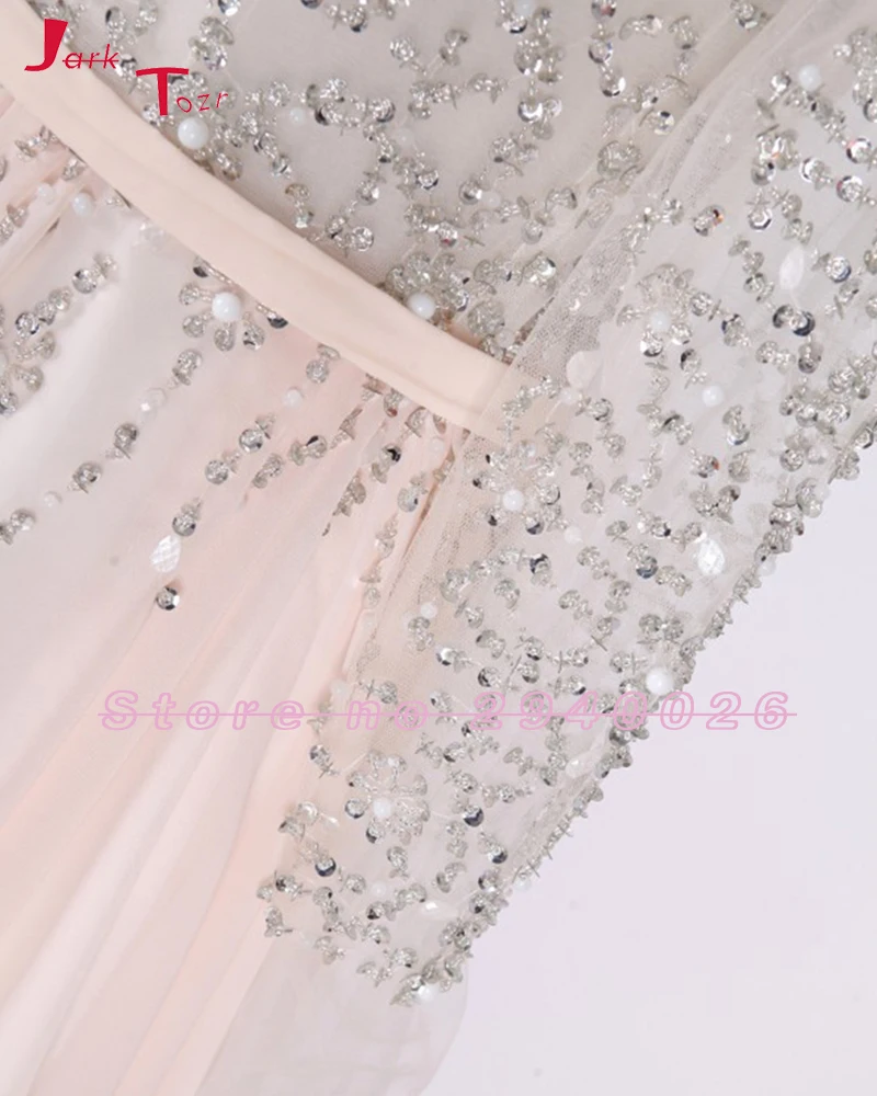 Jark Tozr индивидуальный заказ vestido de festa Формальные с длинным рукавом жемчуг бусины