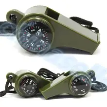200 шт. 3 in1 Кемпинг Пеший Туризм аварийного полевое, для выживания Шестерни свисток с компасом и термометром на открытом воздухе нужно зеленого цвета в армейском свисток с веревкой
