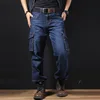 Мужские повседневные мотоциклетные брюки Idopy, джинсовые брюки-карго с несколькими карманами, байкерские джинсы для мужчин ► Фото 2/6