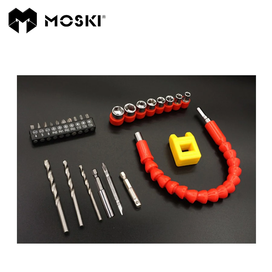 

MOSKI ,Accessories for cordless drill, screwdriver head set, flexible extension shaft, hexagonal socket, magnetizer demagnetizer