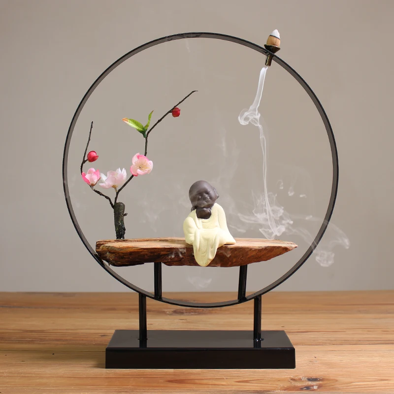 Креативный Прекрасный маленький Монах Будда курильница с обратным потоком ладан горелка для гостиной и домашнего офиса Чайный домик домашний декор дзен - Цвет: xuanguan 4