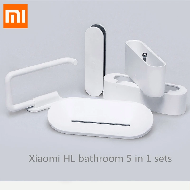 الأصلي Xiaomi Mijia HL الحمام 5 in1 مجموعات ل غرفة الاستحمام الحمام أداة ، الصابون الأسنان هوك صندوق تخزين و حامل هاتف