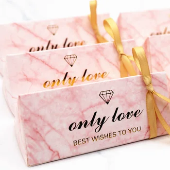 

50 Pcs Creative Pink Marble Style Only Love Wedding Favors Candy Boxes Giveaways Box Party Gift Box Chocolate Box Bomboniera