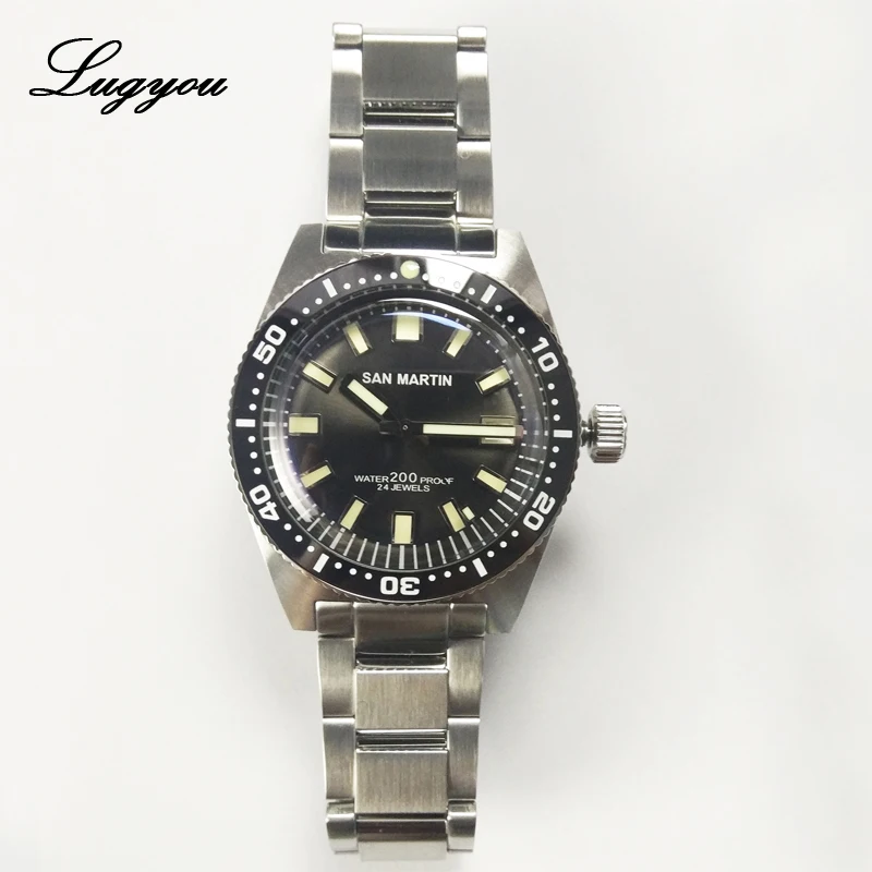

Lugyou San Martin 62Mas Men's Dover Watch Mechanical Stainless Steel Sapphire Rotating Bezel 20ATM Metal Bracelet Free Rubber