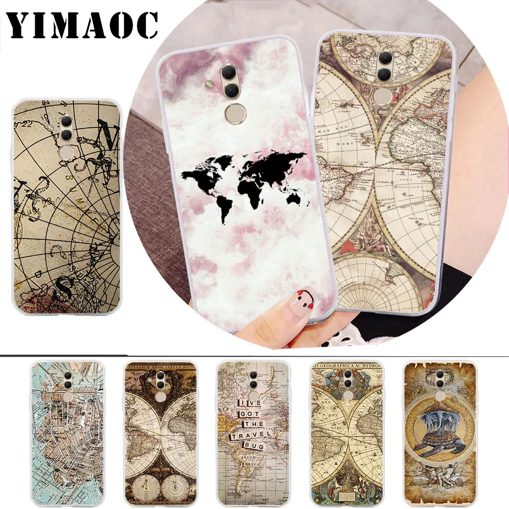 

YIMAOC Travel in the world map plans Soft Case for Huawei Mate 20 10 Nova lite 3 3i 2i Y6 Y7 Prime Y9 Cover
