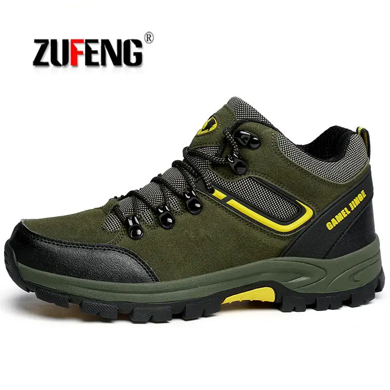 

Real Leather Outdoor Hiking Shoes Plus Velvet Men Warm Snow Boots Walking Climbing Non-slip Women Hiking Shoes Trekking Shoes