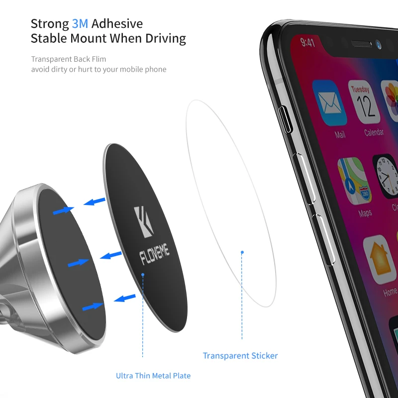 FLOVEME, металлическая пластина для магнитного автомобильного держателя телефона, железный лист, сменная металлическая пластина с клеем для магнитного крепления, подставка gps