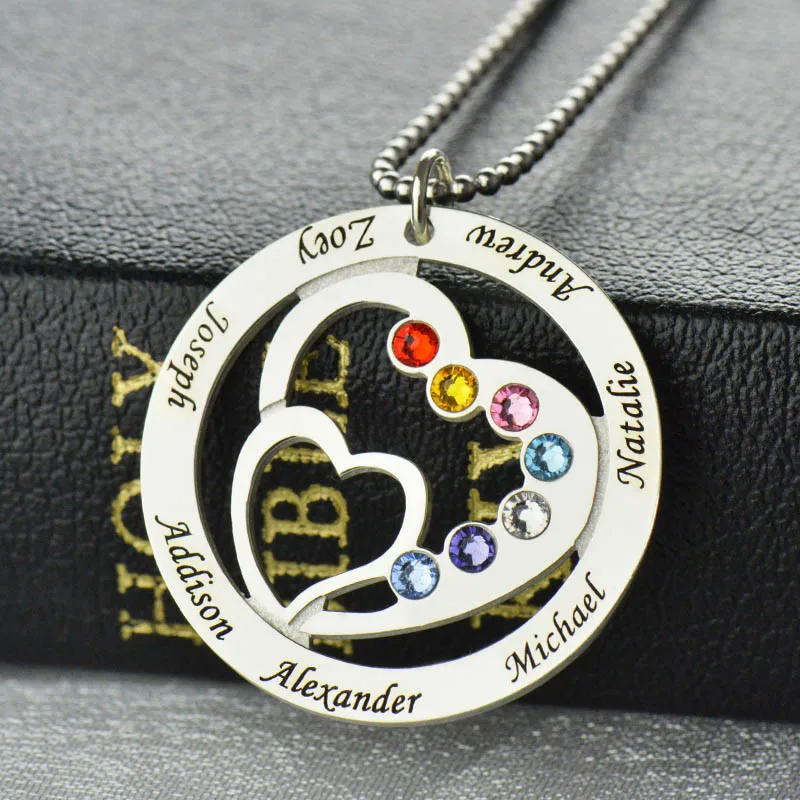 Brand Necklace Birthstone Heart Family Ailin 4
