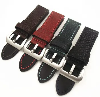 

1PCS 20MM 22MM 24MM 26MM genuine leather Cow leather Watch band Litchi grain watch strap man watch straps -WB17111401