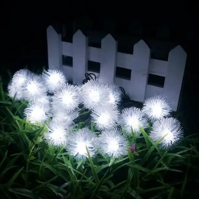 20 LEDs Solar Power Fairy String Lights Hair Ball Decorative Garden Outdoor Lighting Festival Party Home Illumination Decor PO3
