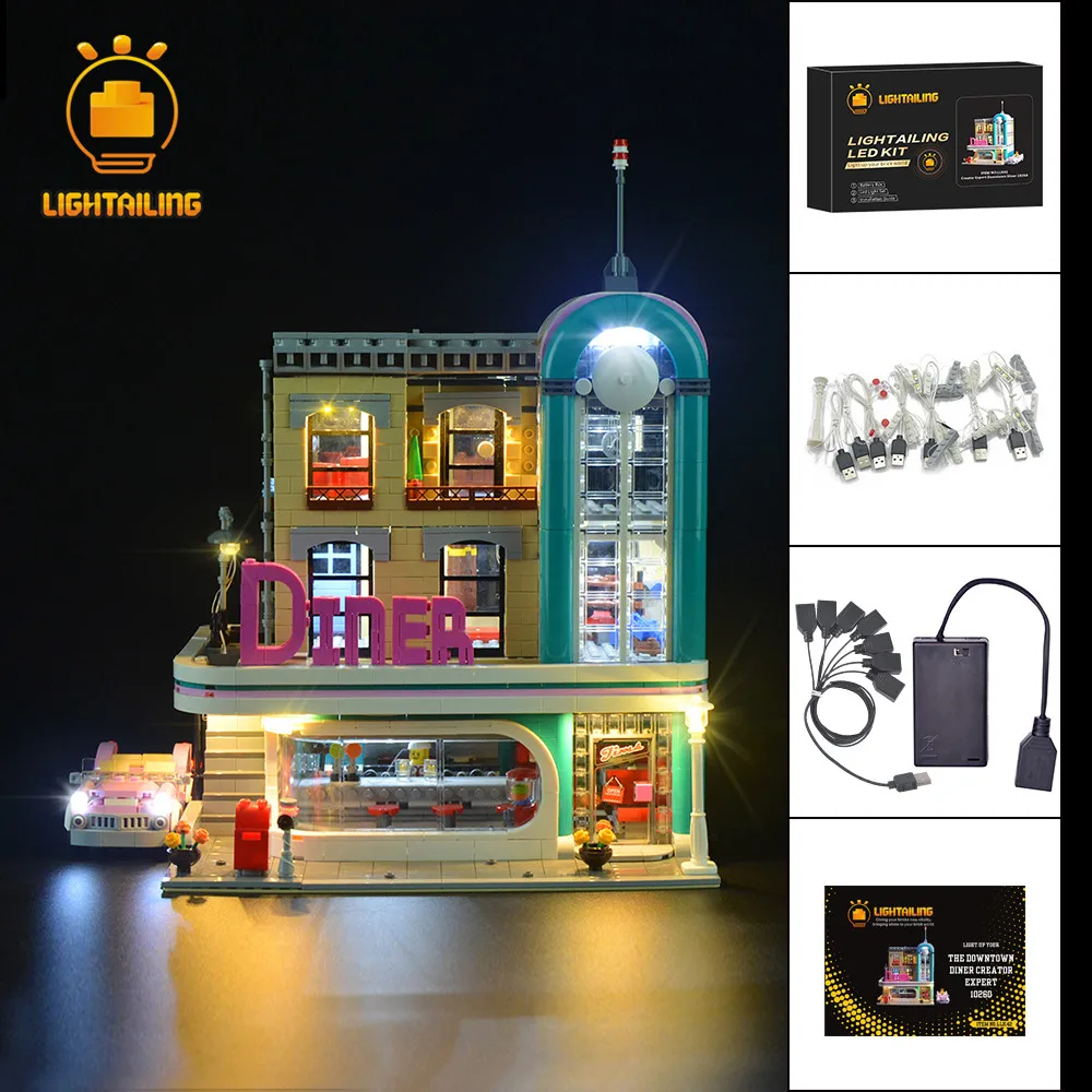 

LIGHTAILING LED Light Kit For Creator Expert 10260 Downtown Diner Building Block Lighting Set Compatible With 15037