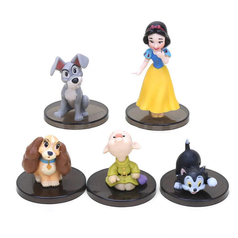 Disney игрушки 5 шт./компл. мультфильм аниме Дамбо Белоснежка Красота и с рисунком из мультфильма «Красавица и Чудовище», с рисунком "Аладдин" ПВХ фигурка модель игрушки для Детский подарок