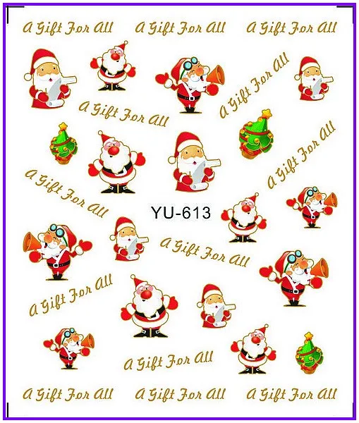 1X водные переводные наклейки на ногти наклейки Водные Переводные наклейки Рождество Санта Клаус YU609-614