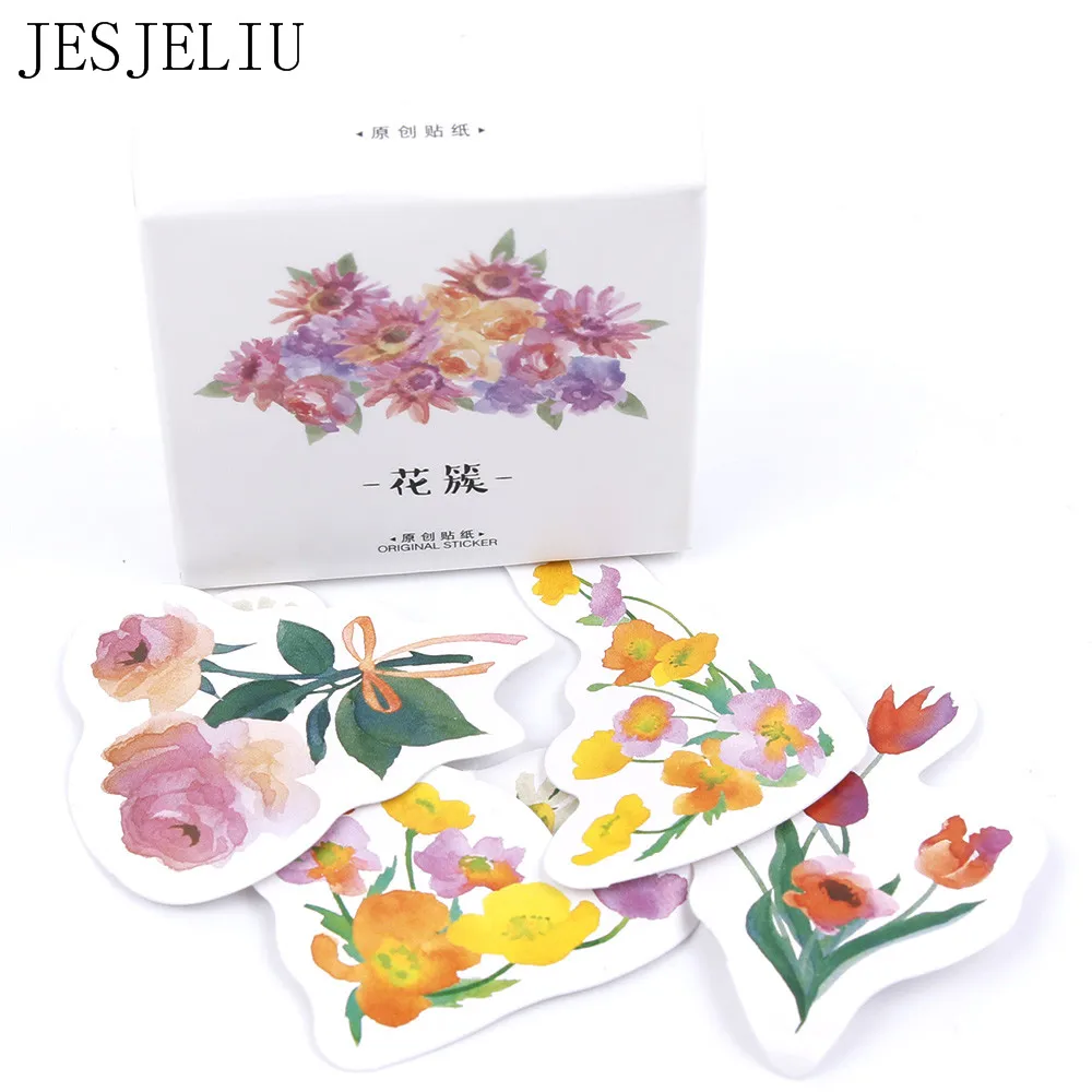 

45 pcs/pack Blooming Flower Decorative Stickers Adhesive Stickers DIY Decoration Craft Scrapbooking Stickers Gift Stationery