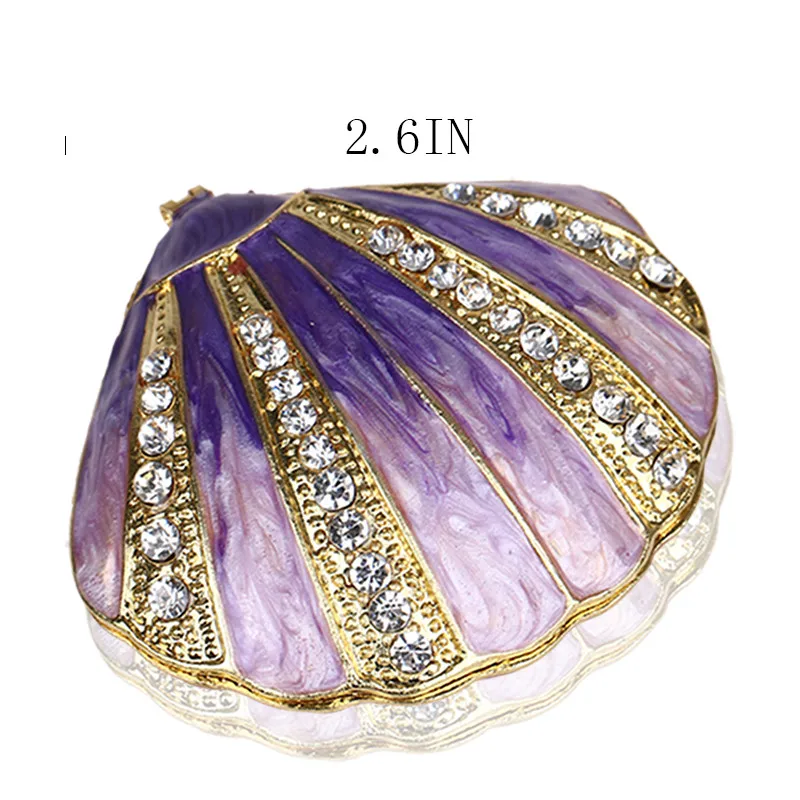 H & D 2 6 дюймов ручная роспись Seashell Trinket Box с насыщенной эмалью и сверкающими Стразы