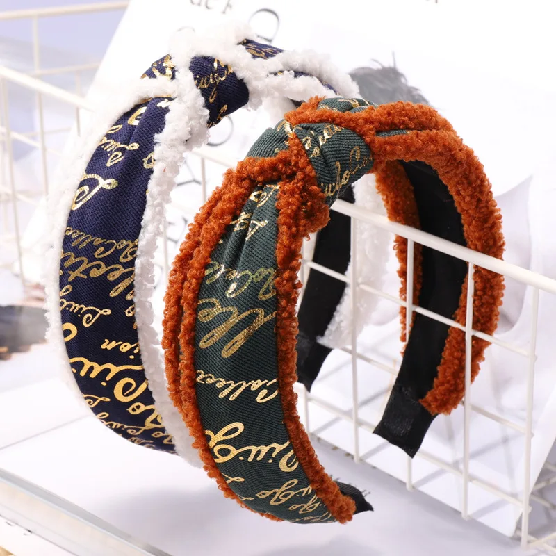 

Korean Fashion Knotted Hairbands Headband Simple Sweet Headdress Plush Sen Female Hair Accessories