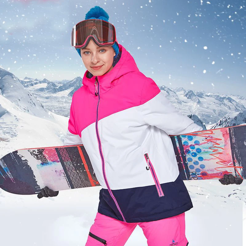 Зимний женский лыжный костюм с капюшоном, теплая куртка для сноуборда, комбинезоны, водонепроницаемые зимние штаны, лыжный комплект