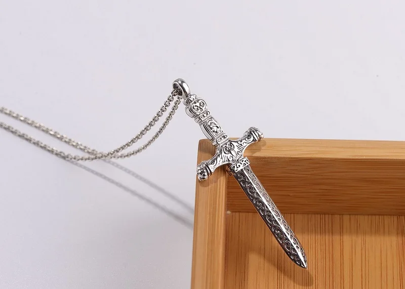 925 серебряное ожерелье с кулоном в виде меча из стерлингового серебра Мужская подвеска счастливый амулет