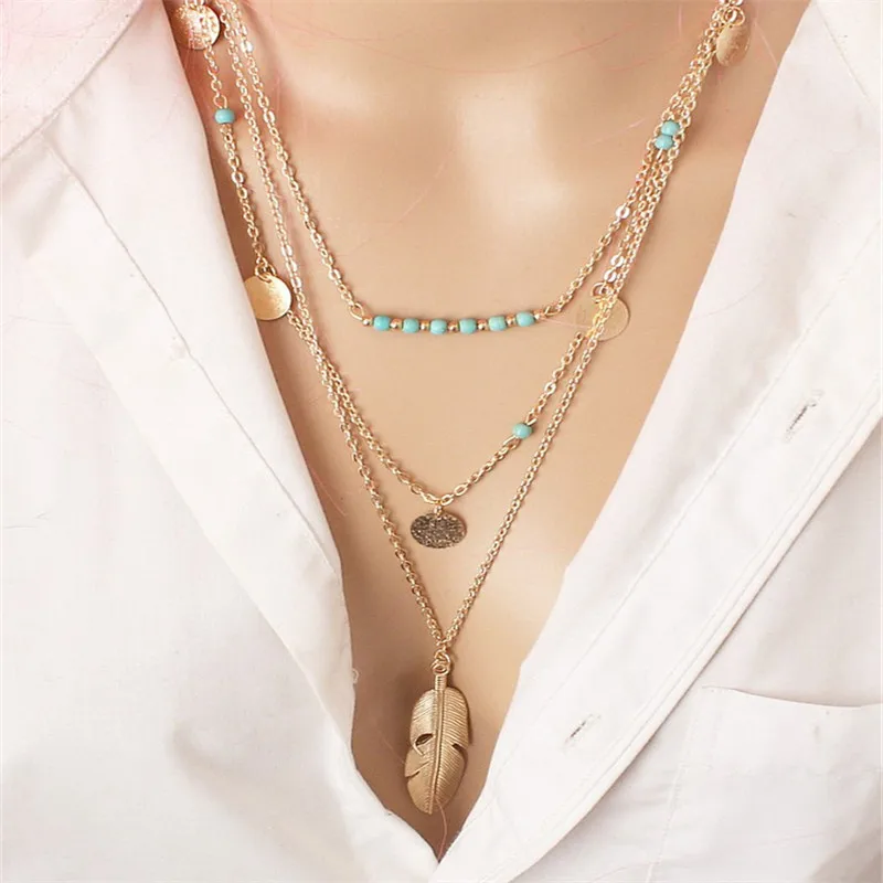 

C MISM Woman Fashion Jewelry Leaves Necklace Simple Collier Girls Bird Necklace Chic Collar Statement Chokers Pendant Gift