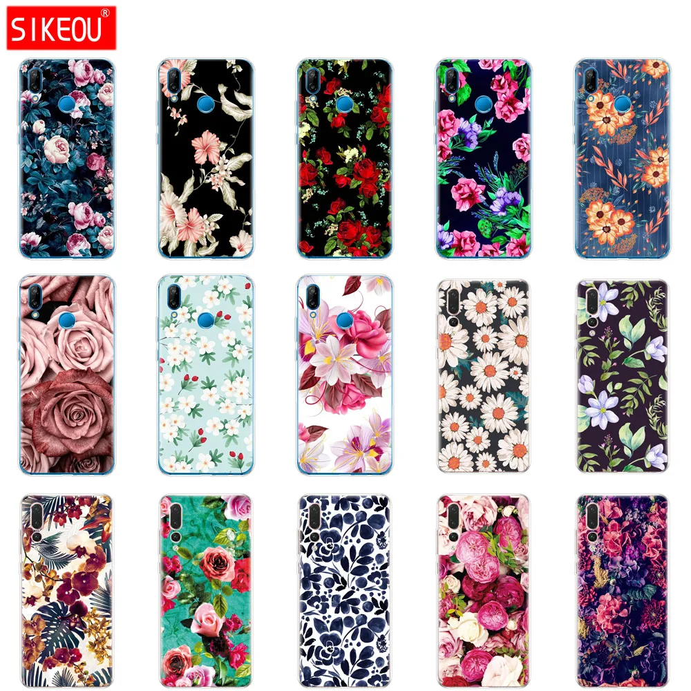 Case For Huawei P20 LITE Silicone Cover Pro Fundas 360 Full Protective Coqa Flowers Print Painted Shells | Мобильные телефоны и