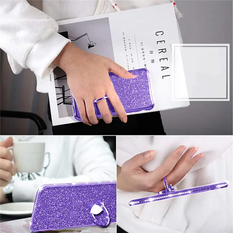 Diamond Bling Glitter Soft TPU Case Cover on sfor Samsung A30 A20 A10 A50 A70 M20 A6 A8 A7 2018 Magnetic Finger Ring Stand Coque (2)