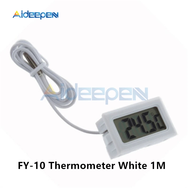 Мини lcd Цифровой термометр гигрометр-50~ 110 градусов датчик температуры для внутреннего наружный морозильник холодильник 1 м 1,5 м 2 м Зонд - Цвет: FY-10 white 1M