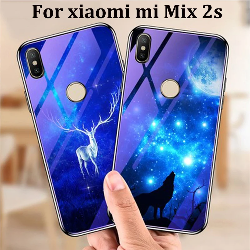 Для xiaomi mi Mix 2 s чехол-накладка из синего закаленного стекла для Mix2s чехлы телефонов