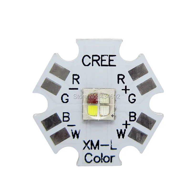 

Promotion 12W Cree XLamp XM-L Color Led XML RGBW RGB + Cool White Led Emitter Light Cool White + Red + Green + Blue On 20MM PCB