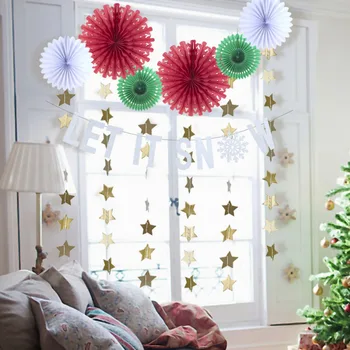 

Pack Of 10 Christmas Decorations For Home With Let It Snow Banner Snowflake Paper Fans Star Shape Hanging Garland