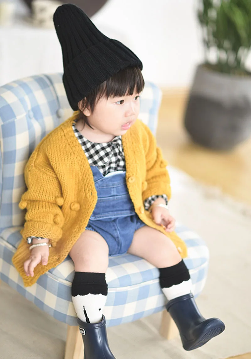 MILANCEl Girls Sweater Woolen Coat for Girls 3D Pom Pom Decor Cardigan for a Girl Autumn Winter Baby Girl Sweater Coat