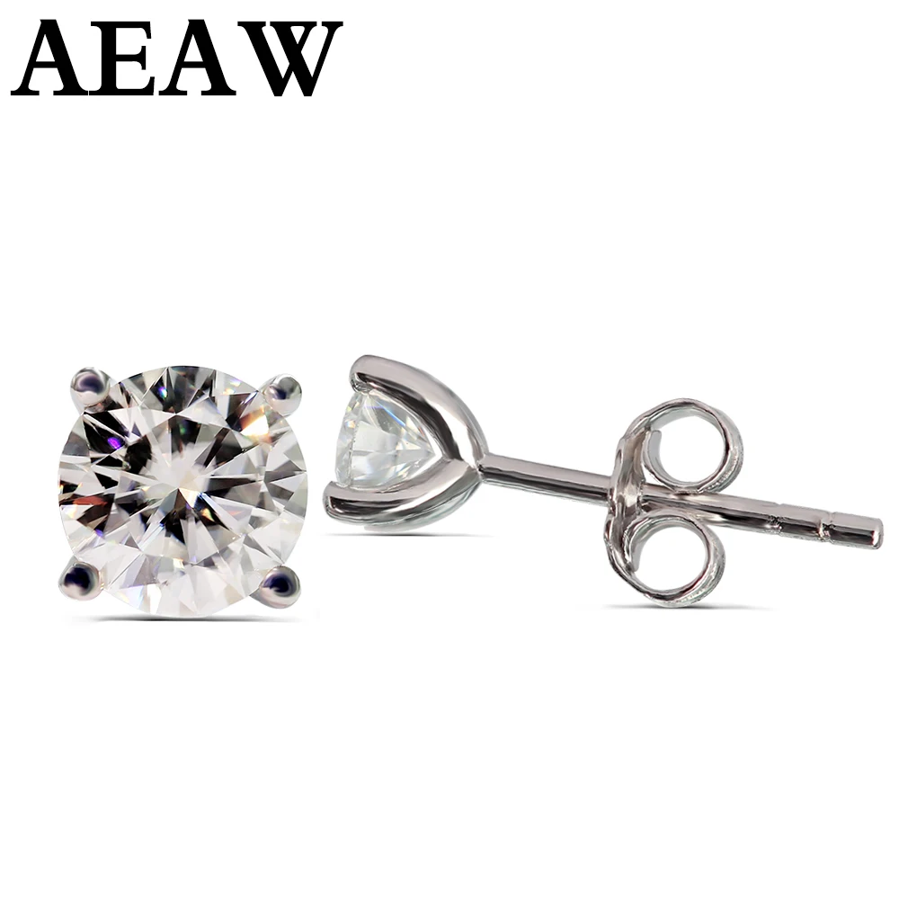 Cena AEAW Moissanite kolczyki 3mm i 4mm diamentowe stadniny srebrne kolczyki klasyczne laboratorium diamentowe 4 Prong kolczyki dla kobiet