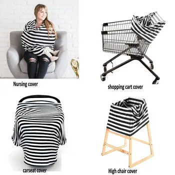 

Multi-Use Stretchy Cotton Baby Nursing Breastfeeding Privacy Cover Scarf Blanket Stripe Infinity Scarf Baby Car Seat Cover nursi