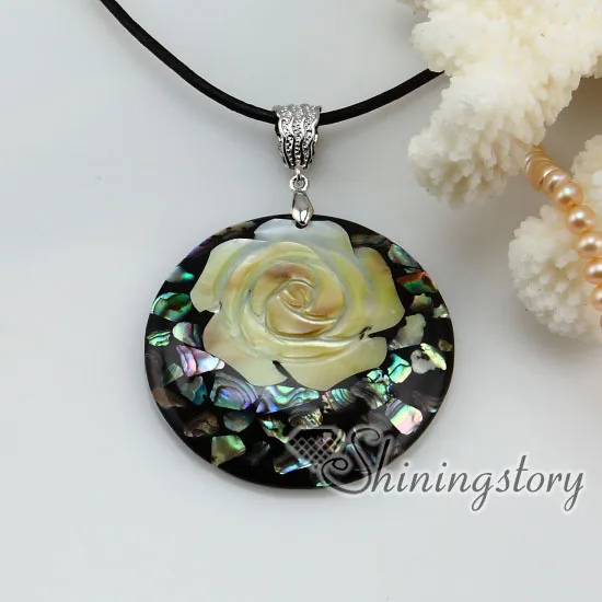 

round cameo rose seawater abalone yellow seashell mother of pearl oyster sea shell pendant necklaces 2013 ladies fashion jewelry