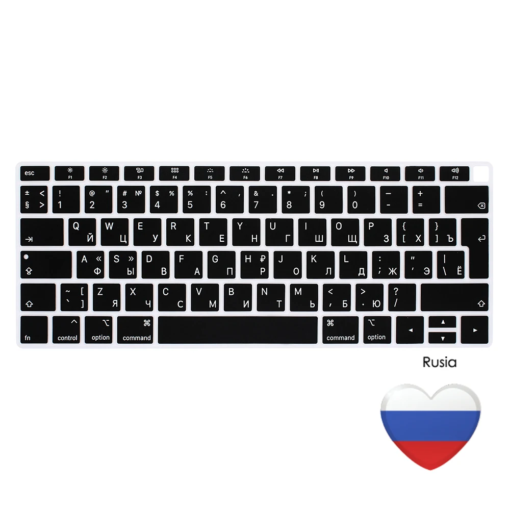 Copritastiera In Silicone Per MacBook Pro 13/15 Touch Bar - Layout US/ANSI, Nero - Foto 3