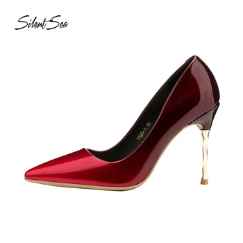 

Silentsea Women Shoes Pointed Toe Pumps Patent Leather Dress Shoes Thin High Heels Boat Shoes Wedding Shoes Zapatos Mujer