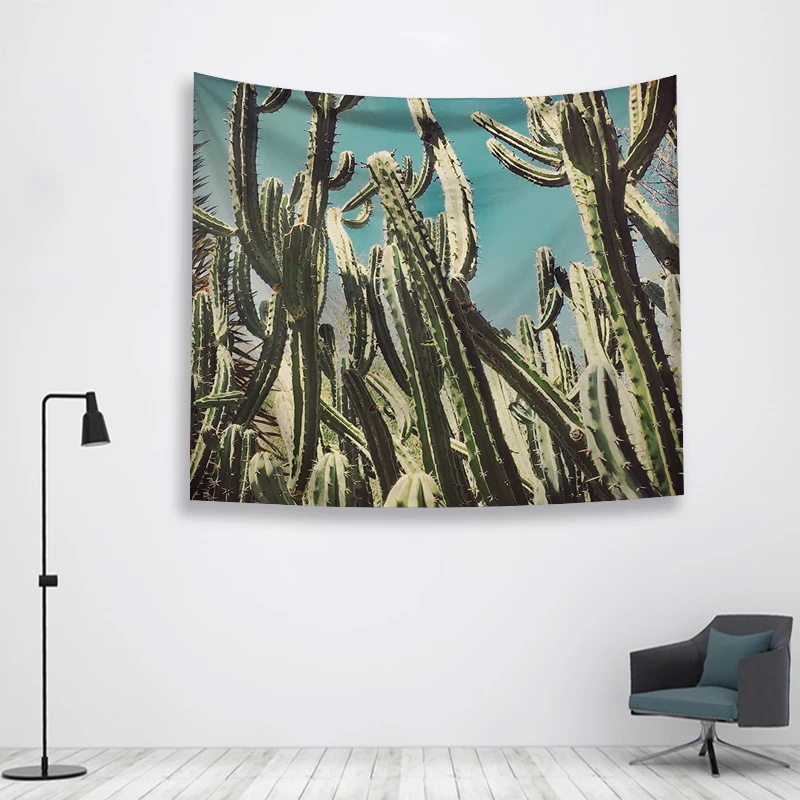 Гобелен с изображением хиппи кактуса, настенный гобелен, настенный гобелен, настенное одеяло, гобелен на окно, настраиваемый изголовье, вязаный кактус - Цвет: Cactus tapestry 13