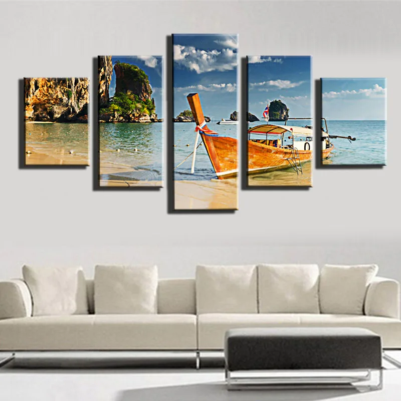 

5 Piece Sail Boat Canvas Arts Wall Pictures For Living Room Modern Poster and Printed Wall Canvas Art Home Decor Unframed 2017