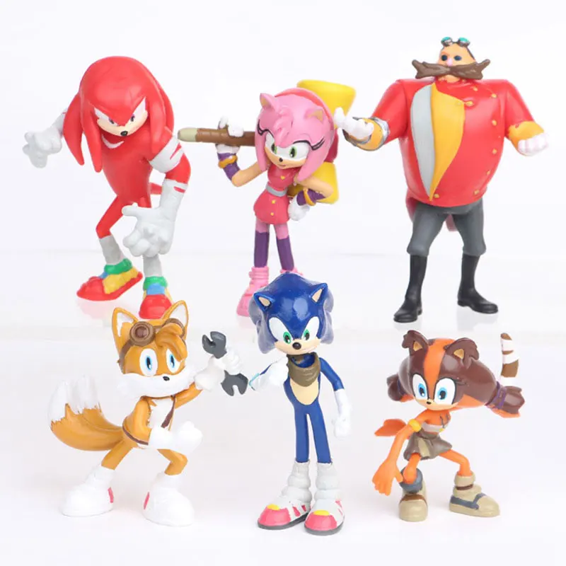Экшн фигурка Аниме 6 шт./компл. ПВХ игрушка Sonic 1 4 персонажи фигурки с затемненными