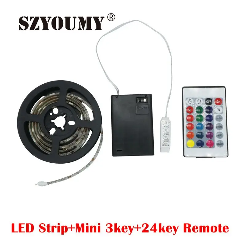 SZYOUMY 100 200 см батарея Светодиодная лента RGB 5050 SMD 30 60 светодиодный s водостойкий гибкий ремешок свет + пульт дистанционного управления +