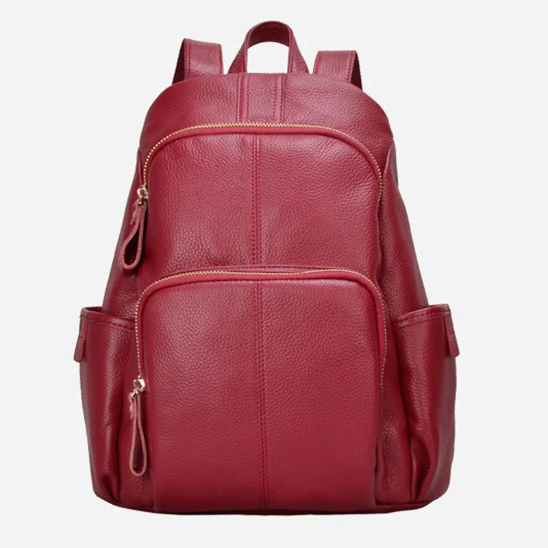 Dark Red ZENCY, новинка, настоящая коровья кожа, популярный дизайн, модные женские рюкзаки, для девушек, для школы, для ноутбука, сумка из воловьей кожи - Цвет: Dark Red